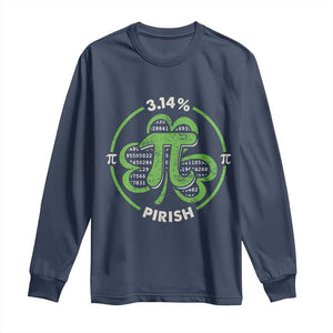 Funny Teacher St Patricks Day Long Sleeve Shirt Pi Day 3.14 Irish Funny Pirish Math Number Pi TS02 Navy Print Your Wear