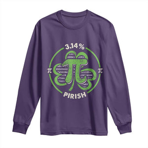 Funny Teacher St Patricks Day Long Sleeve Shirt Pi Day 3.14 Irish Funny Pirish Math Number Pi TS02 Purple Print Your Wear