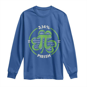 Funny Teacher St Patricks Day Long Sleeve Shirt Pi Day 3.14 Irish Funny Pirish Math Number Pi TS02 Royal Blue Print Your Wear