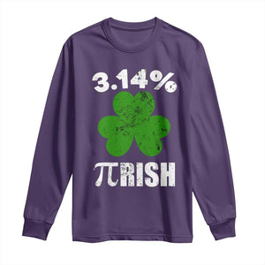 Funny Number Pi St Patricks Day Long Sleeve Shirt 3.14% Pi-rish Irish Funny Math Pi Day Shamrock TS02 Purple Print Your Wear