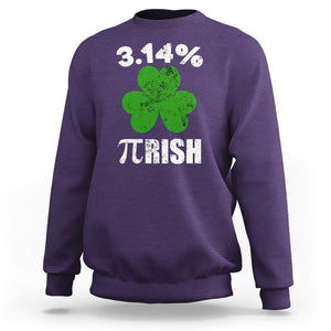 Funny Number Pi St. Patricks Day Sweatshirt 3.14% Pi-rish Irish Funny Math Pi Day Shamrock TS02 Purple Printyourwear