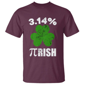 Funny Number Pi St. Patricks Day T Shirt 3.14% Pi-rish Irish Shamrock TS02 Maroon Printyourwear