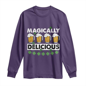 Funny St Patricks Day Drinking Long Sleeve Shirt Magically Delicious Beers Lovers TS02 Purple Print Your Wear