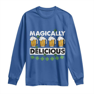 Funny St Patricks Day Drinking Long Sleeve Shirt Magically Delicious Beers Lovers TS02 Royal Blue Print Your Wear