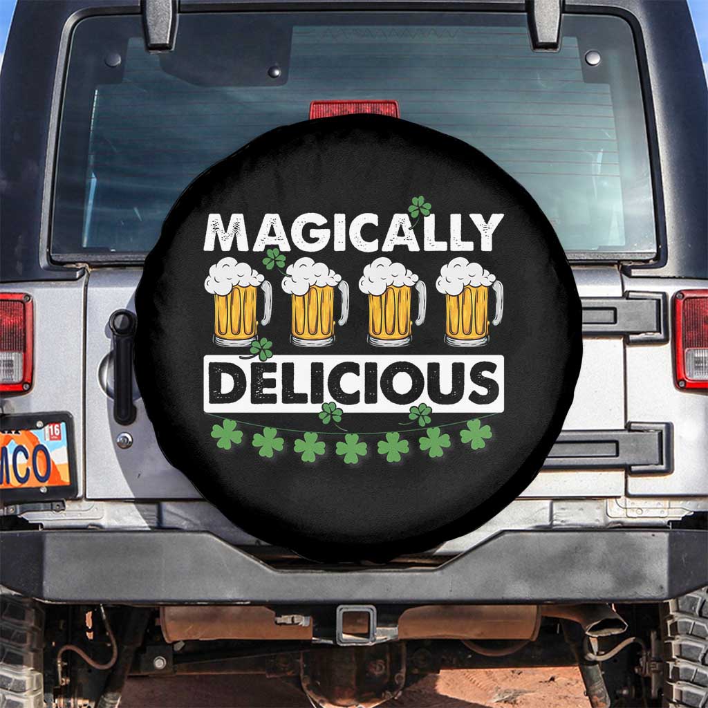 Funny St Patricks Day Drinking Spare Tire Cover Magically Delicious Beers Lovers TS02 No hole Black Print Your Wear