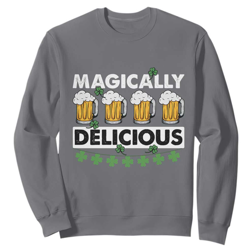 Funny St. Patricks Day Drinking Sweatshirt Magically Delicious Beers Lovers TS02 Charcoal Printyourwear