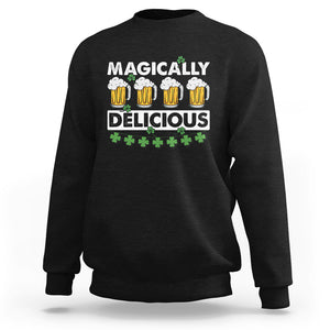 Funny St. Patricks Day Drinking Sweatshirt Magically Delicious Beers Lovers TS02 Black Printyourwear