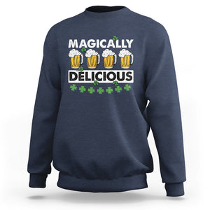 Funny St. Patricks Day Drinking Sweatshirt Magically Delicious Beers Lovers TS02 Navy Printyourwear