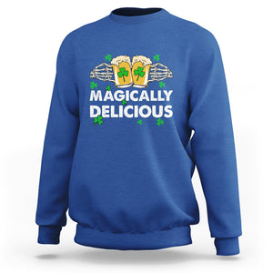 Funny St. Patricks Day Drinking Sweatshirt Magically Delicious Beers Cheer Skeleton Hands TS02 Royal Blue Printyourwear