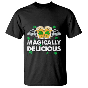 Funny St. Patricks Day Drinking T Shirt Magically Delicious Beers Cheer Skeleton Hands TS02 Black Printyourwear