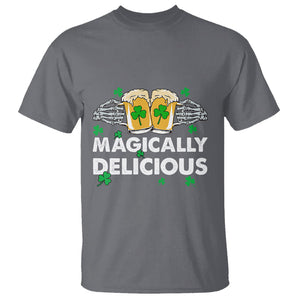 Funny St. Patricks Day Drinking T Shirt Magically Delicious Beers Cheer Skeleton Hands TS02 Charcoal Printyourwear