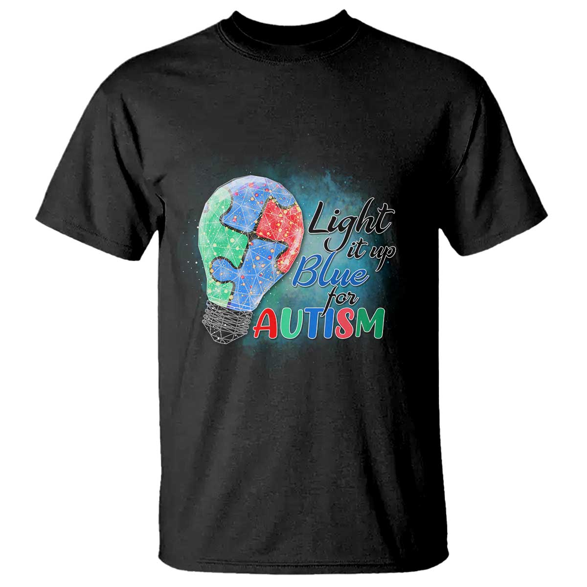 Autism Awareness T Shirt Light Up Blue Include Love Support TS02 Black Printyourwear