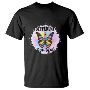 Autism Butterfly T Shirt Different Is Beautiful Autistic Spectrum Puzzle Piece TS02 Black Printyourwear