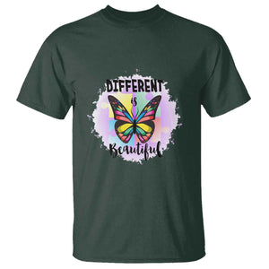 Autism Butterfly T Shirt Different Is Beautiful Autistic Spectrum Puzzle Piece TS02 Dark Forest Green Printyourwear