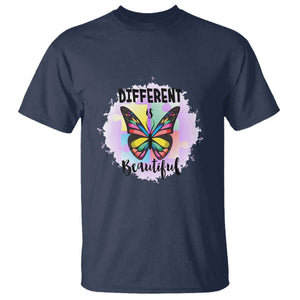 Autism Butterfly T Shirt Different Is Beautiful Autistic Spectrum Puzzle Piece TS02 Navy Printyourwear