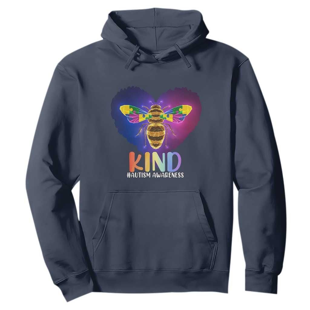 Bee Autism Awareness Hoodie Be Kind Pun Puzzle Piece Heart Love Support Autistic TS02 Navy Printyourwear