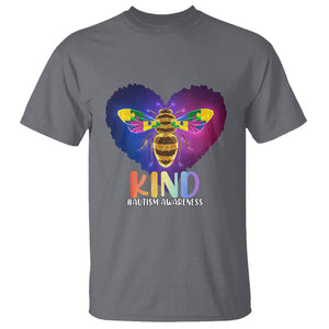 Bee Autism Awareness T Shirt Be Kind Pun Puzzle Piece Heart Love Support Autistic TS02 Charcoal Printyourwear