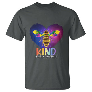 Bee Autism Awareness T Shirt Be Kind Pun Puzzle Piece Heart Love Support Autistic TS02 Dark Heather Printyourwear