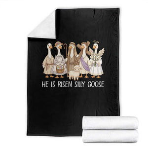 Funny Christian Easter He Is Risen Silly Goose Throw Blanket Cute Faith-Based Geese Parody Gift with Jesus TS02 Black Print Your Wear