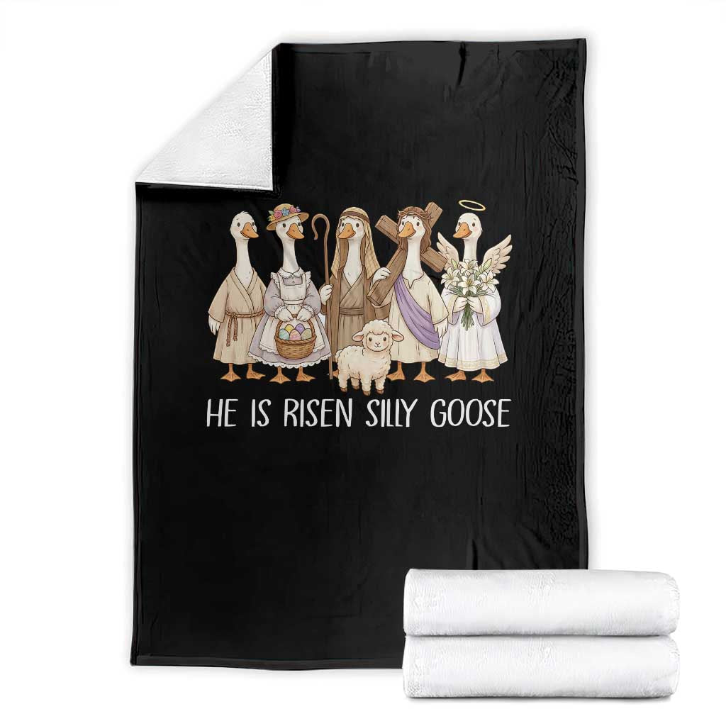 Funny Christian Easter He Is Risen Silly Goose Throw Blanket Cute Faith-Based Geese Parody Gift with Jesus TS02 Black Print Your Wear