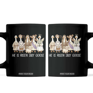 Funny Christian Easter He Is Risen Silly Goose Coffee Mug Cute Faith-Based Geese Parody Gift with Jesus TS02 Black Print Your Wear