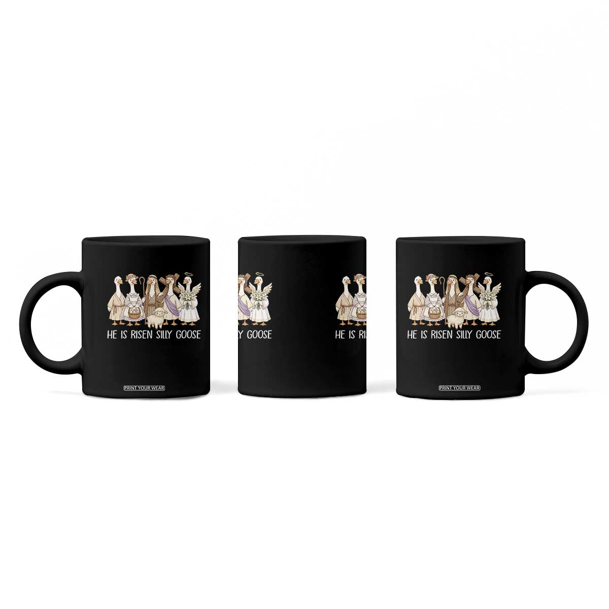 Funny Christian Easter He Is Risen Silly Goose Coffee Mug Cute Faith-Based Geese Parody Gift with Jesus TS02 Print Your Wear