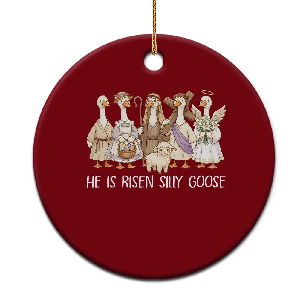 Funny Christian Easter He Is Risen Silly Goose Ceramic Ornament Cute Faith-Based Geese Parody Gift with Jesus TS02 1pc Red Print Your Wear