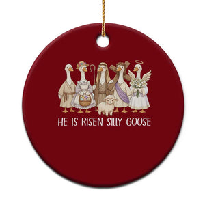 Funny Christian Easter He Is Risen Silly Goose Ceramic Ornament Cute Faith-Based Geese Parody Gift with Jesus TS02 1pc Red Print Your Wear