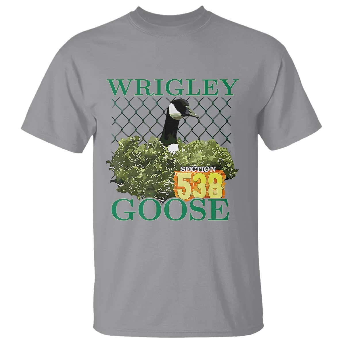 Funny Wrigley Goose T Shirt Section 538 Chicago TS02 Sport Gray Print Your Wear
