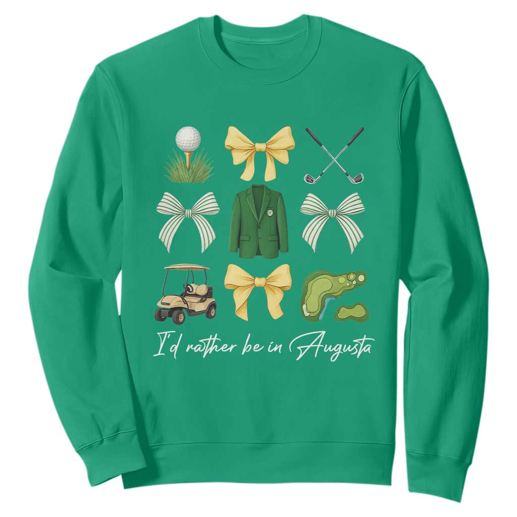 Funny Id Rather Be In Augusta Coquette Golfer Sweatshirt Georgia Golf Traditions Golfing Fan Aesthetic TS02 Irish Green Print Your Wear