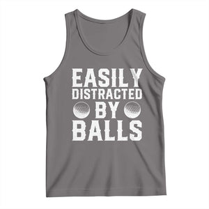 Easily Distracted By Balls Funny Golfer Tank Top Sarcastic Golfing Humor for Golf Dads n Men TS02 Deep Heather Print Your Wear