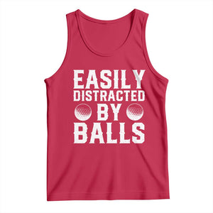 Easily Distracted By Balls Funny Golfer Tank Top Sarcastic Golfing Humor for Golf Dads n Men TS02 Red Print Your Wear