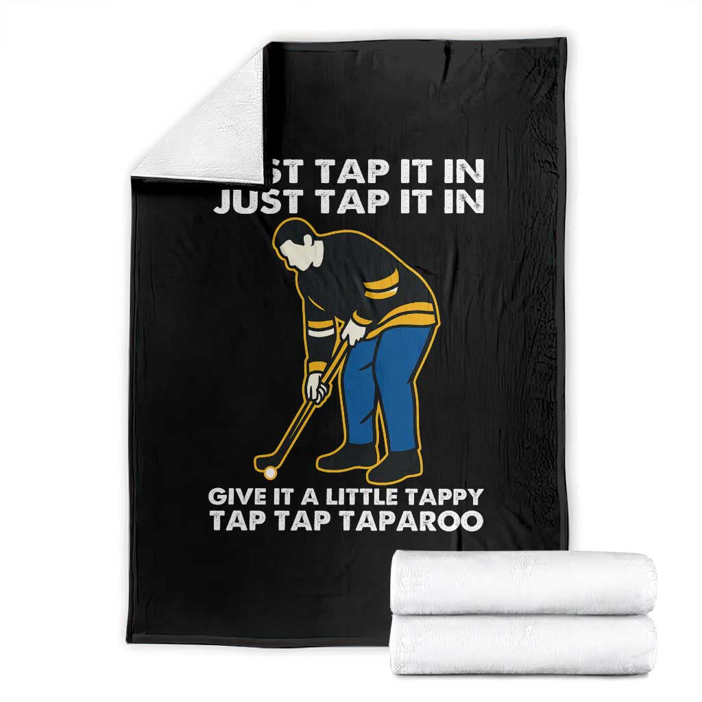 Just Tap It In Funny Golfer Throw Blanket Tappy Tap Taparoo Putting Golfing Humor Retro Golf Lover TS02 Black Print Your Wear