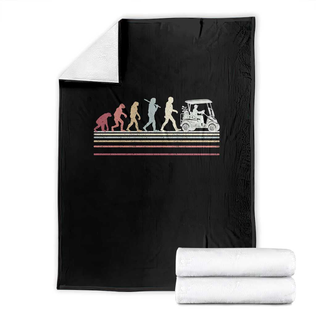 Funny Evolution Of Man To Golf Cart Throw Blanket Vintage Retro Golfing Sports History Gift for Golfers Dads TS02 Black Print Your Wear