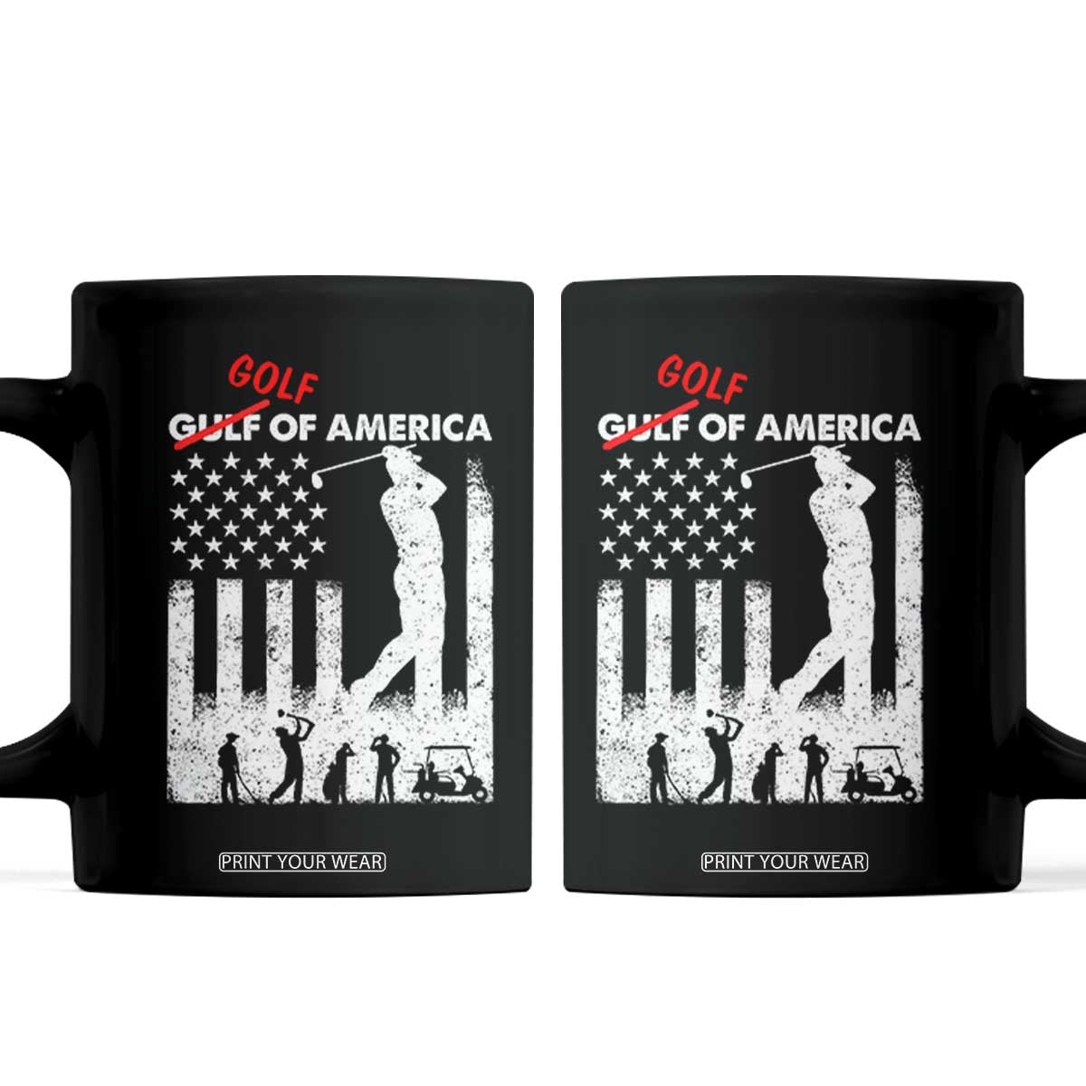 Golf Of America Patriotic USA Flag Coffee Mug Funny Golfing Pun American Sports Gift for Patriotic Golfers n Dads TS02 Black Print Your Wear