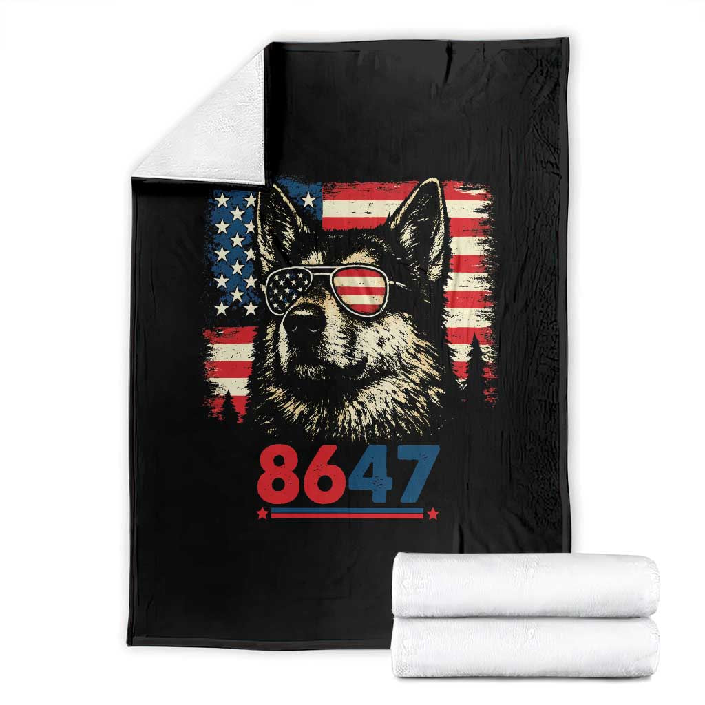 Vintage Patriotic German Shepherd 1776 Graphic Throw Blanket American Flag Sunglasses Cool Dog 4th of July Distressed TS02 Black Print Your Wear