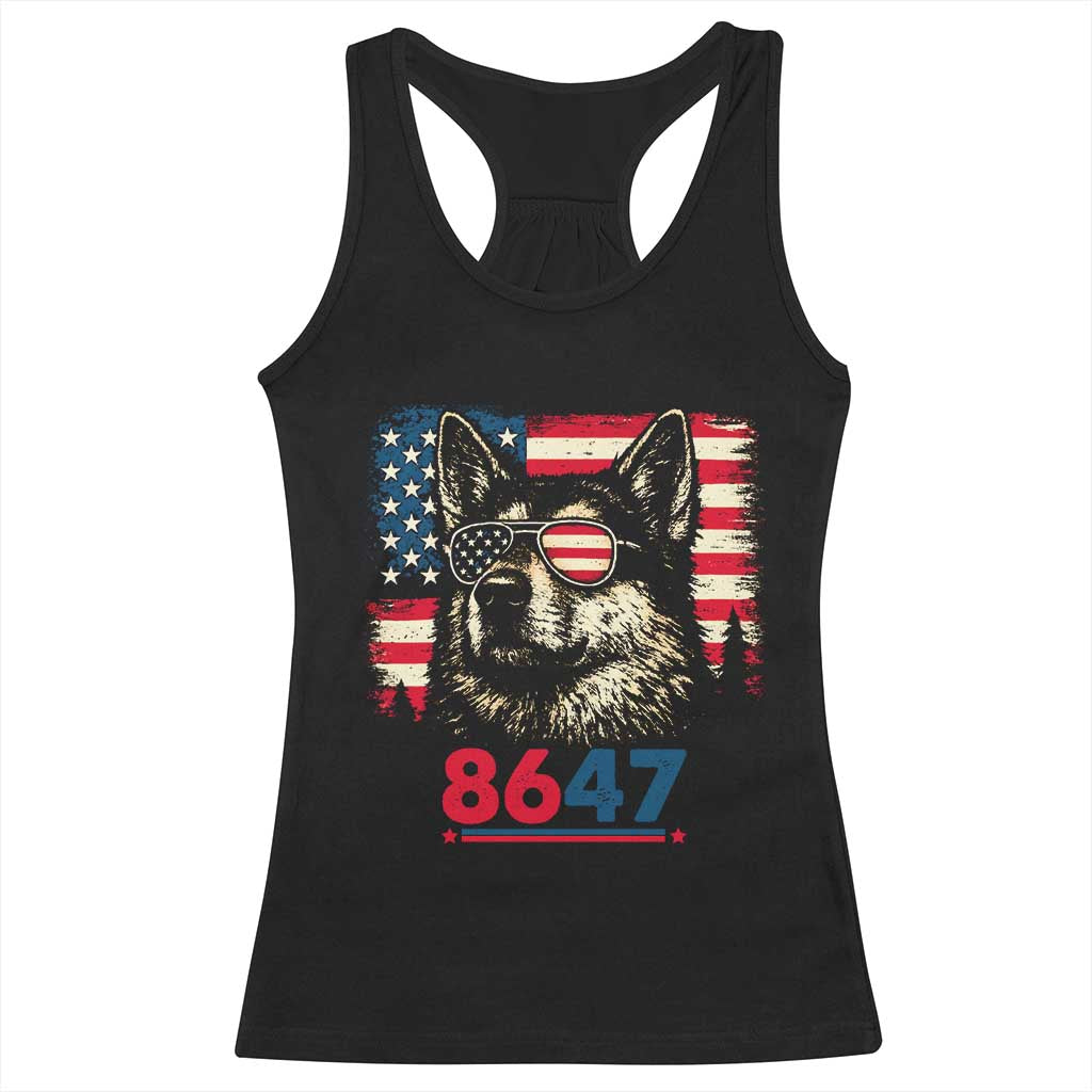 Vintage Patriotic German Shepherd 1776 Graphic Racerback Tank Top American Flag Sunglasses Cool Dog 4th of July Distressed TS02 Black Print Your Wear