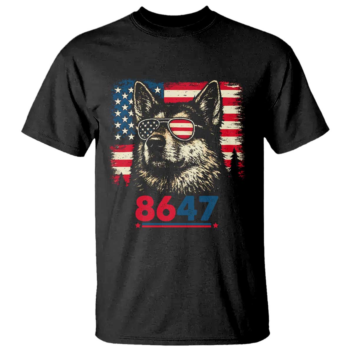 Vintage Patriotic German Shepherd 1776 Graphic T Shirt American Flag Sunglasses Cool Dog 4th of July Distressed TS02 Black Print Your Wear