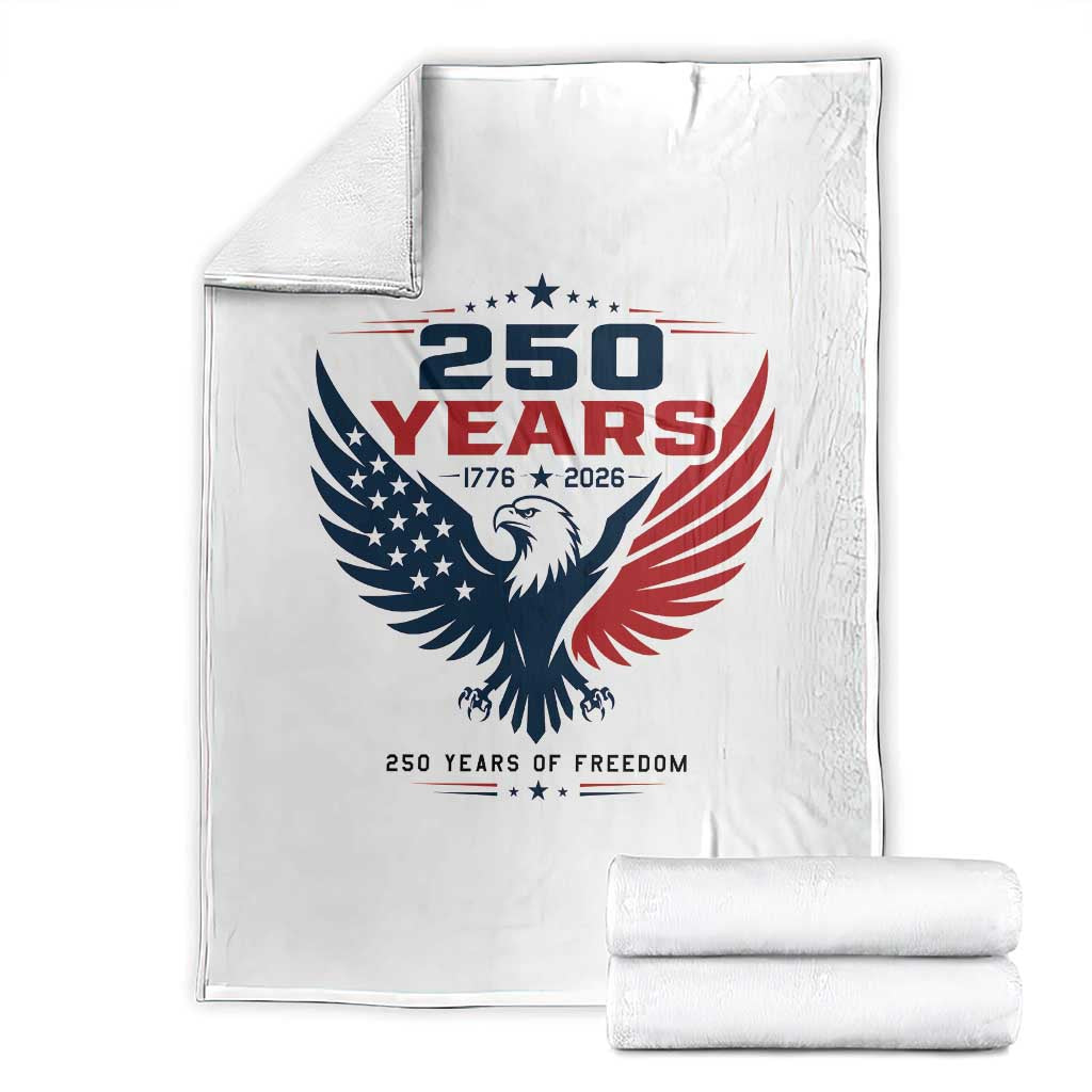 250 Years of Freedom Commemorative Patriotic Eagle Throw Blanket Majestic American Flag Winged Eagle 1776 to 2026 Semiquincentennial TS02 White Print Your Wear