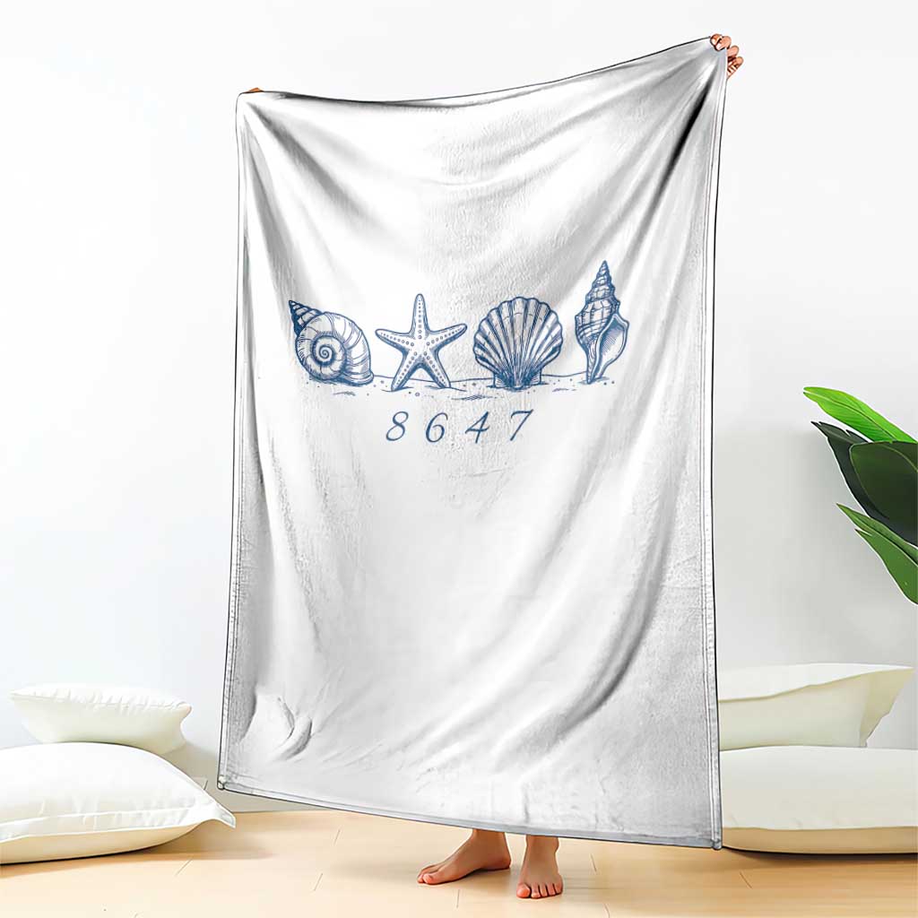 8647 Sea Shells Starfish Vintage Coastal Blue Line Graphic Throw Blanket Coded Political Satire TS02 Print Your Wear