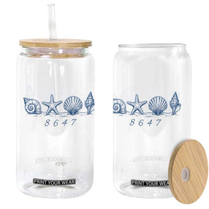 8647 Sea Shells Starfish Vintage Coastal Blue Line Graphic Glass Can Coded Political Satire TS02 Print Your Wear