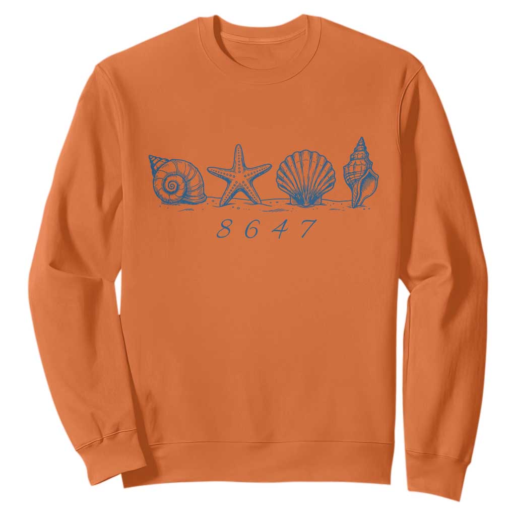8647 Sea Shells Starfish Vintage Coastal Blue Line Graphic Sweatshirt Coded Political Satire TS02 Orange Print Your Wear