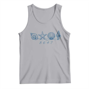 8647 Sea Shells Starfish Vintage Coastal Blue Line Graphic Tank Top Coded Political Satire TS02 Athletic Heather Print Your Wear