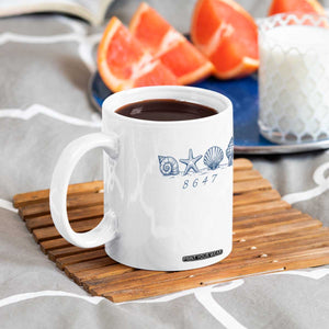 8647 Sea Shells Starfish Vintage Coastal Blue Line Graphic Coffee Mug Coded Political Satire TS02 Print Your Wear