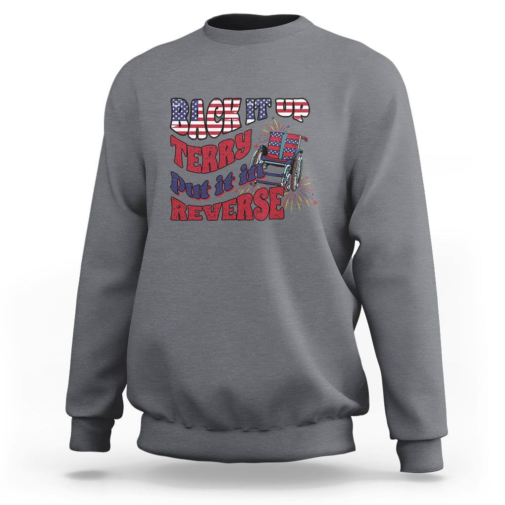 Funny 4th Of July Sweatshirt Back Up Terry Put It In Reverse Fireworks Retro Groovy TS02 Charcoal Printyourwear