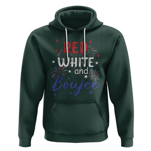 Funny 4th Of July Hoodie Red White And Boujee Fireworks Retro America TS02 Dark Forest Green Printyourwear