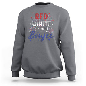 Funny 4th Of July Sweatshirt Red White And Boujee Fireworks Retro America TS02 Charcoal Printyourwear