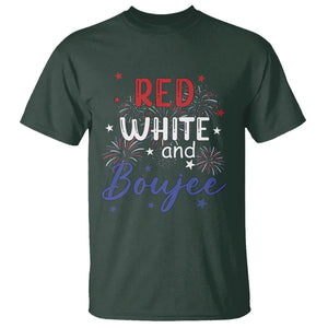 Funny 4th Of July T Shirt Red White And Boujee Fireworks Retro America TS02 Dark Forest Green Printyourwear