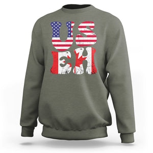 America Canada Sweatshirt Funny US EH Canadian American Flag Canada's Day Maple Leaf TS02 Military Green Printyourwear