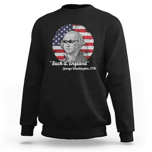 George Washington Sweatshirt Suck it England Funny Patriotic Saying 1776 4th of July US Flag TS02 Black Printyourwear